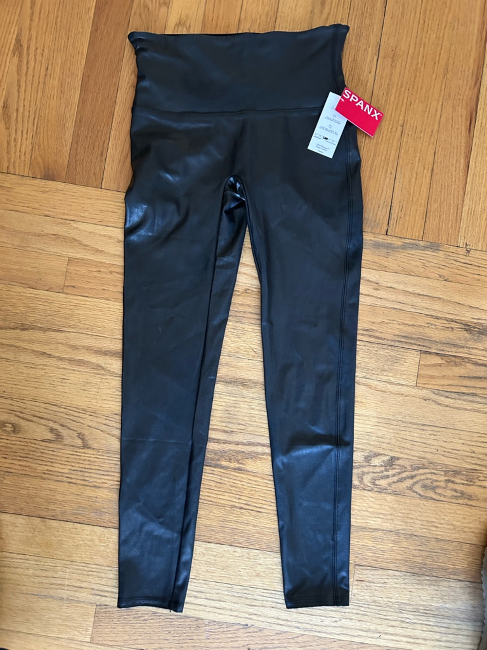 SPANX Black Faux Leather High-Waist Shaping Leggings